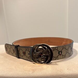 Gucci Tan and Black GG Monogram Belt